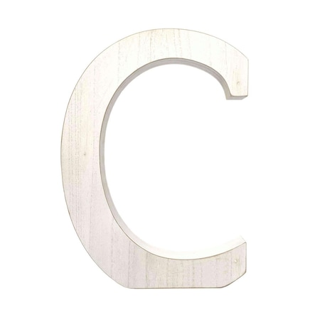 Palacedesigns 16 in. Distressed Wooden Initial Letter C Sculpture, White Wash PA3101677